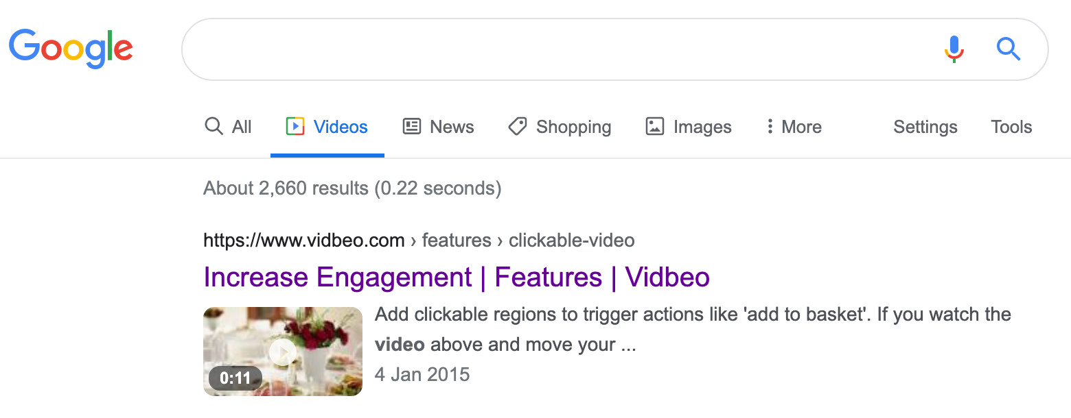 Organic search results: videos