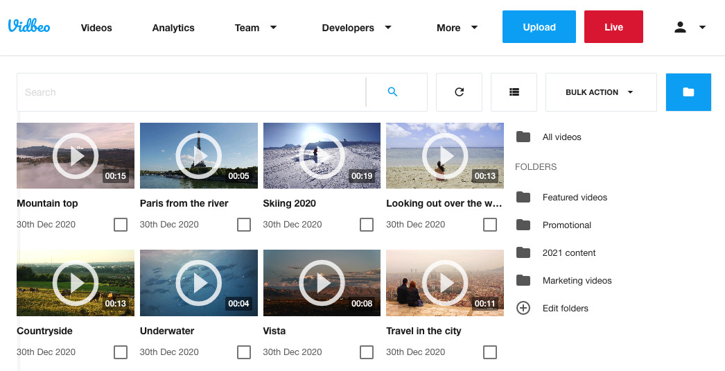The video CMS interface