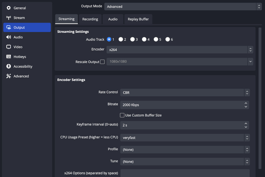 OBS settings